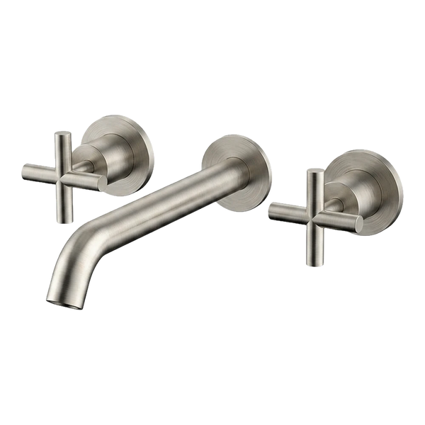 Arcisan Axus Cross Wall Mount Basin Set 220mm Spout Brushed Nickel