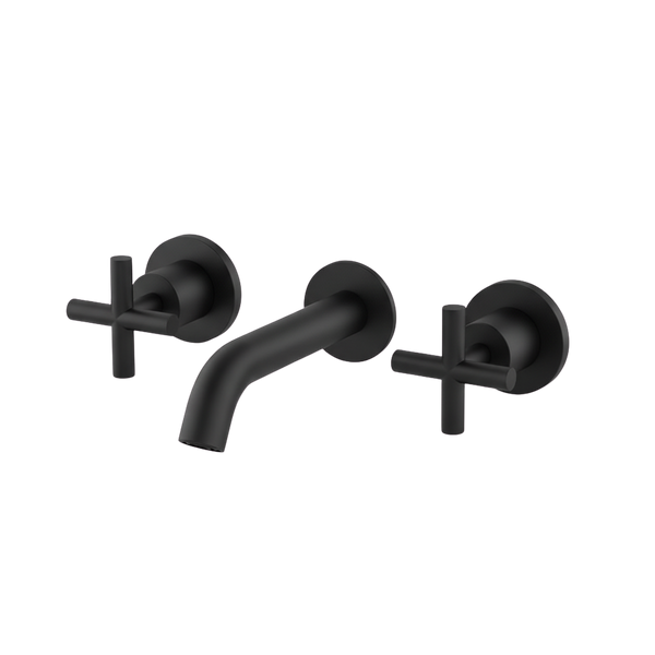Arcisan Axus Cross Wall Basin Set 150mm Spout Matte Black