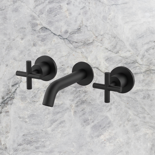 Arcisan Axus Cross Wall Basin Set 150mm Spout Matte Black