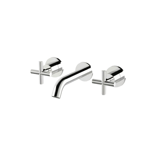 Arcisan Axus Cross Wall Basin Set 150mm Spout Brushed Nickel
