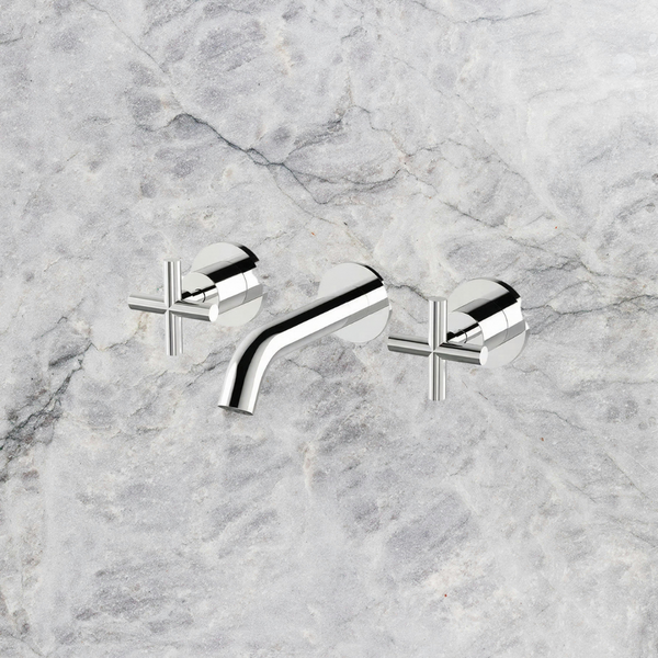 Arcisan Axus Cross Wall Basin Set 150mm Spout Brushed Nickel