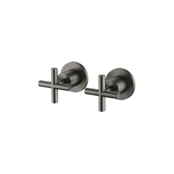 Arcisan Axus Cross Wall Taps Set Pair Brushed Gunmetal