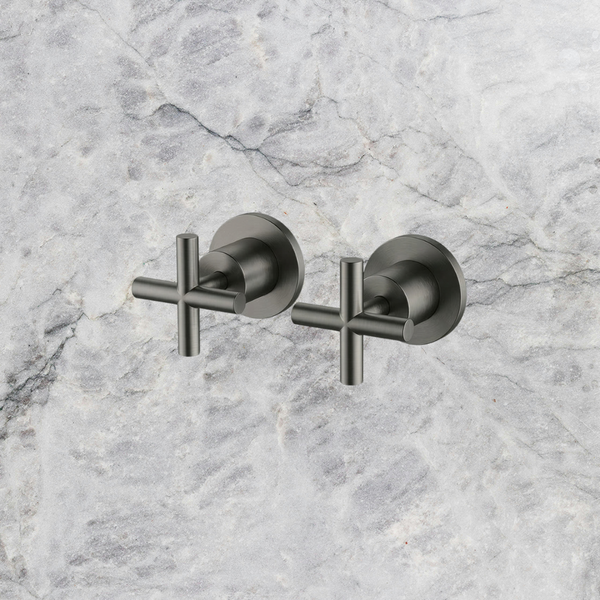 Arcisan Axus Cross Wall Taps Set Pair Brushed Gunmetal