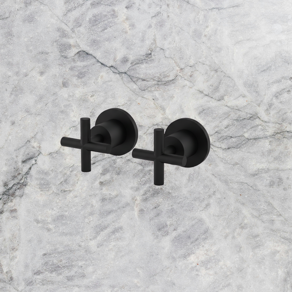 Arcisan Axus Cross Wall Taps Set Pair Matte Black