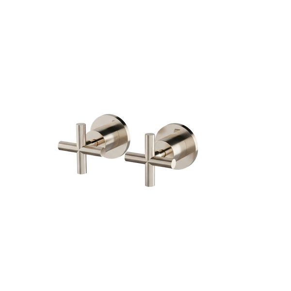 Arcisan Axus Cross Wall Taps Set Pair Brushed Nickel