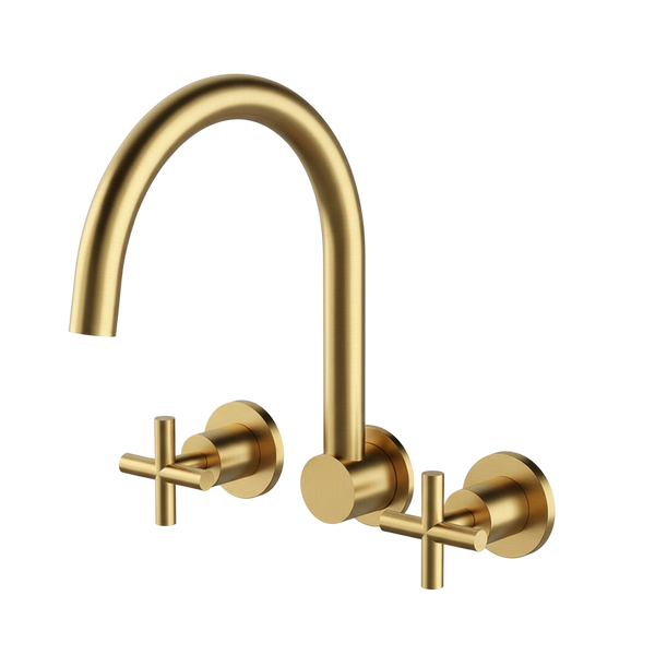 Arcisan Axus Cross Wall Mount Kitchen Set Brushed Brass