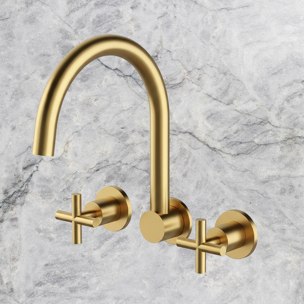 Arcisan Axus Cross Wall Mount Kitchen Set Brushed Brass