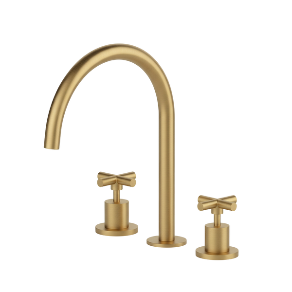 Arcisan Axus Cross Kitchen Set with Swivel Arch Spout Brushed Brass