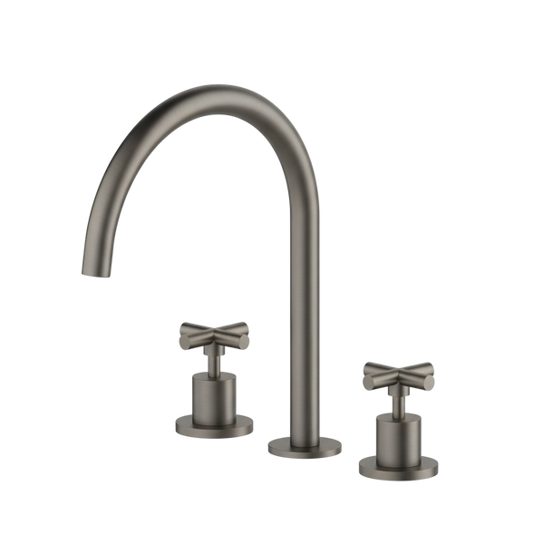 Arcisan Axus Cross Kitchen Set with Swivel Arch Spout Brushed Gunmetal