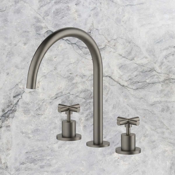 Arcisan Axus Cross Kitchen Set with Swivel Arch Spout Brushed Gunmetal