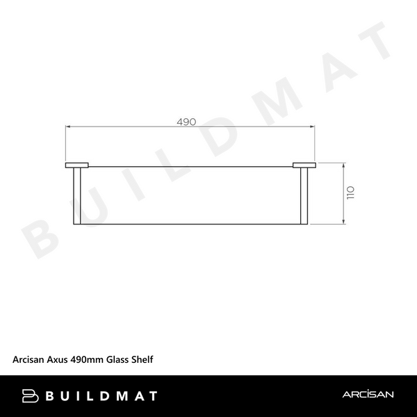Arcisan Axus 490mm Glass Shelf Chrome