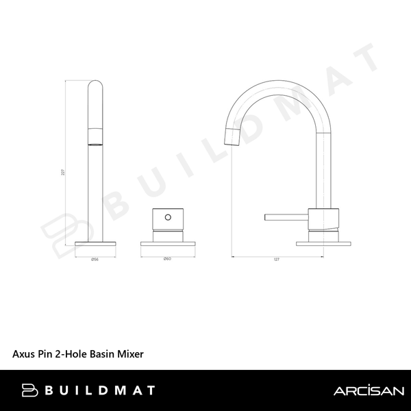 Arcisan Axus Pin 2-Hole Basin Mixer Dark Bronze