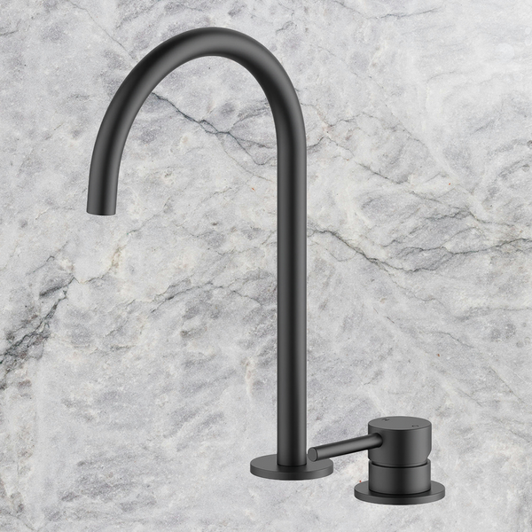 Arcisan Axus Pin 2-Hole Basin Mixer with Extended Height Spout Matte Black