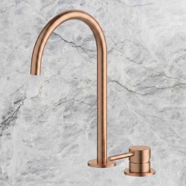 Arcisan Axus Pin 2-Hole Basin Mixer with Extended Height Spout Brushed Rose Gold
