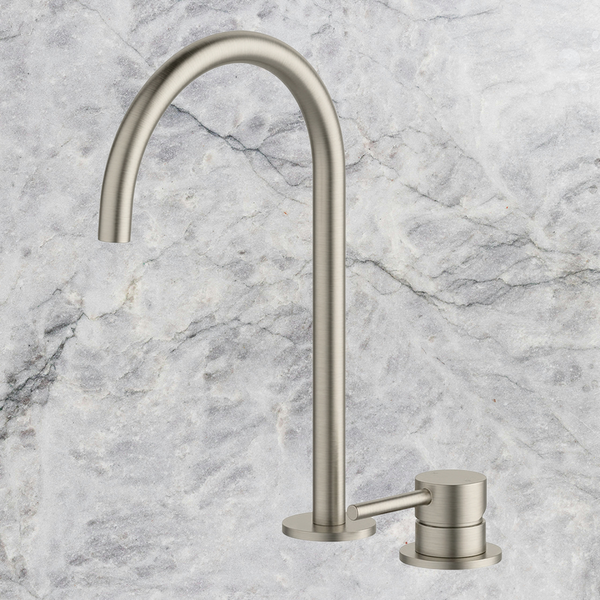 Arcisan Axus Pin 2-Hole Basin Mixer with Extended Height Spout Brushed Nickel