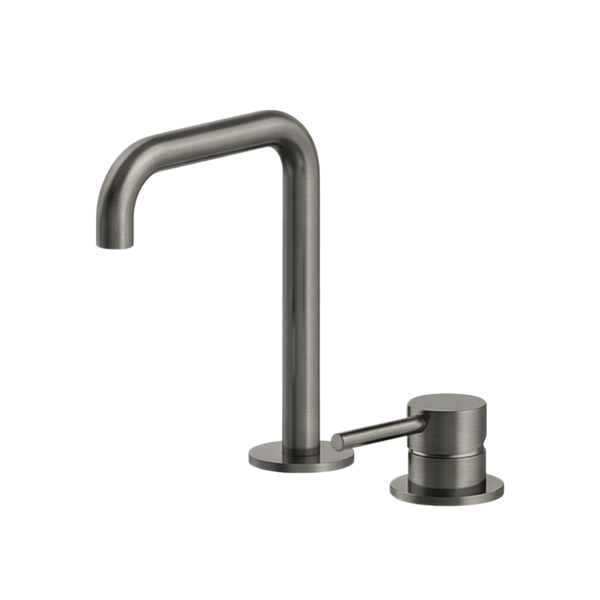 Arcisan Axus Pin Basin Mixer with 195x140mm Squareline Spout Brushed Gunmetal