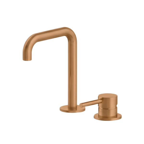 Arcisan Axus Pin Basin Mixer with 195x140mm Squareline Spout Brushed Rose Gold