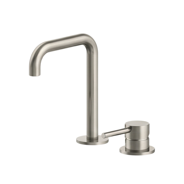 Arcisan Axus Pin Basin Mixer with 195x140mm Squareline Spout Brushed Nickel