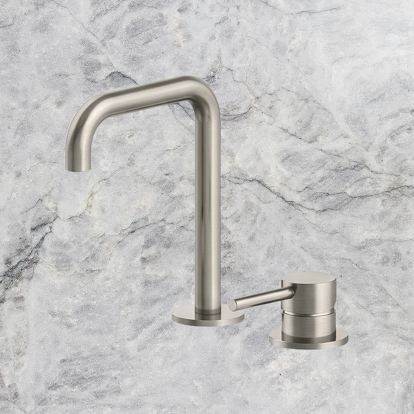 Arcisan Axus Pin Basin Mixer with 195x140mm Squareline Spout Brushed Nickel