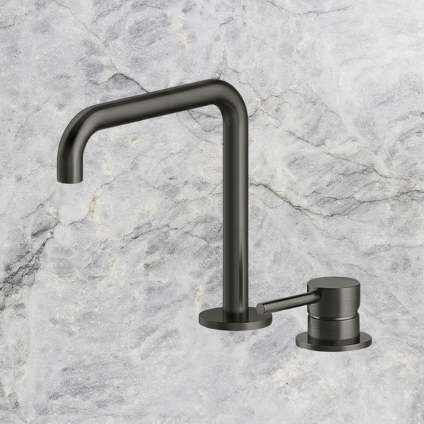 Arcisan Axus Pin Basin Mixer with 195x180mm Squareline Spout Brushed Iron
