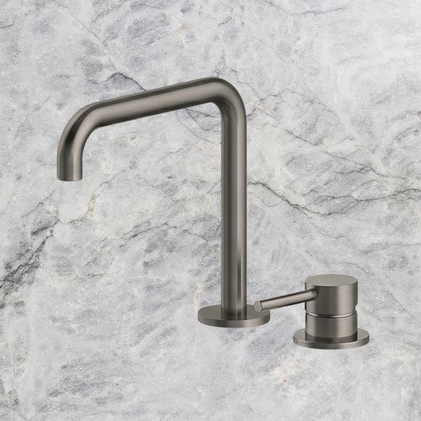 Arcisan Axus Pin Basin Mixer with 195x180mm Squareline Spout Brushed Gunmetal