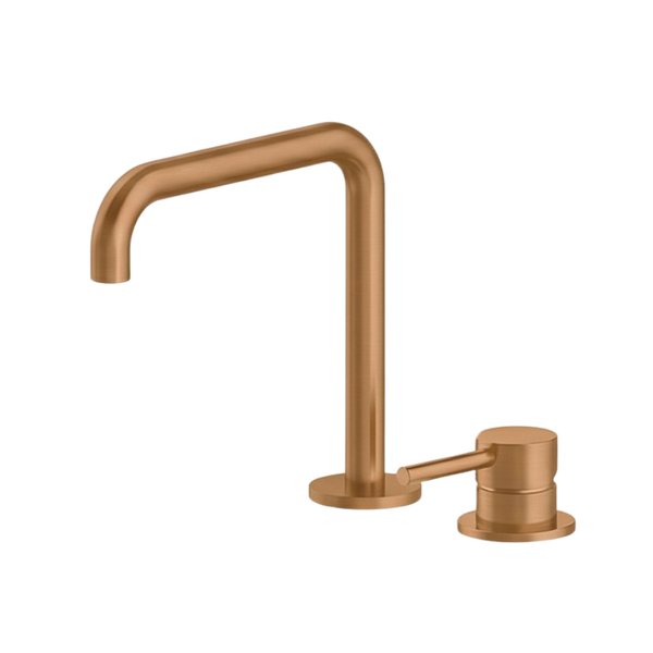 Arcisan Axus Pin Basin Mixer with 195x180mm Squareline Spout Brushed Rose Gold