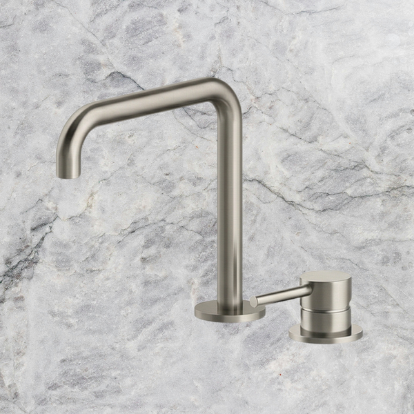 Arcisan Axus Pin Basin Mixer with 195x180mm Squareline Spout Brushed Nickel