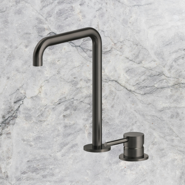 Arcisan Axus Pin Basin Mixer with 260x180mm Squareline Spout Brushed Iron