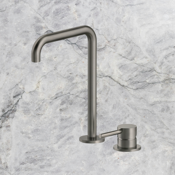 Arcisan Axus Pin Basin Mixer with 260x180mm Squareline Spout Brushed Gunmetal