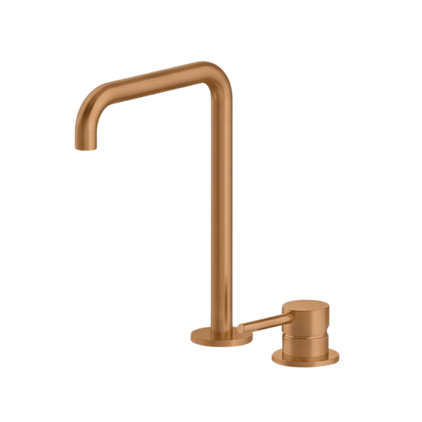 Arcisan Axus Pin Basin Mixer with 260x180mm Squareline Spout Brushed Rose Gold