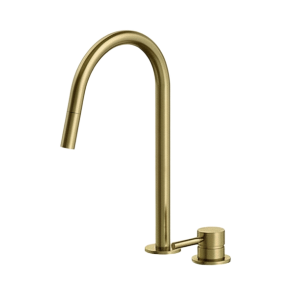 Arcisan Axus Pin Sink Mixer with Pull Down Nozzle Brushed Brass