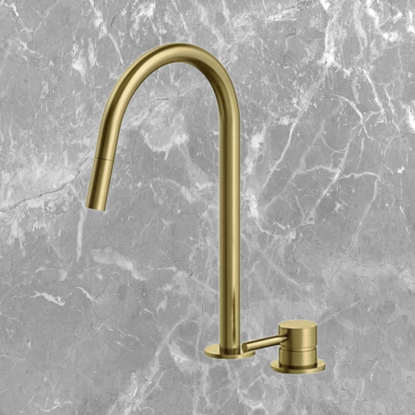 Arcisan Axus Pin Sink Mixer with Pull Down Nozzle Brushed Brass