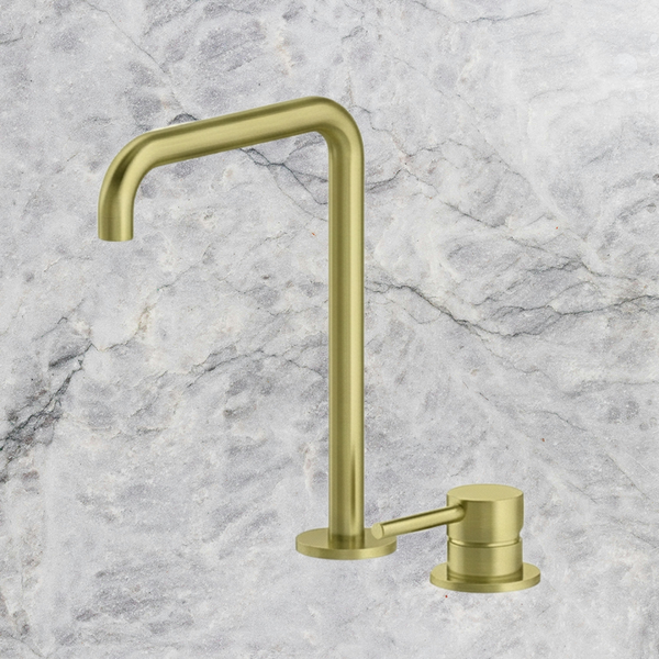 Arcisan Axus Pin Sink Mixer with 296x220mm Swivel Squareline Spout Brushed Brass