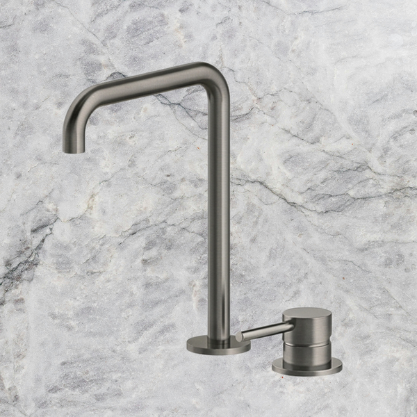 Arcisan Axus Pin Sink Mixer with 296x220mm Swivel Squareline Spout Brushed Gunmetal