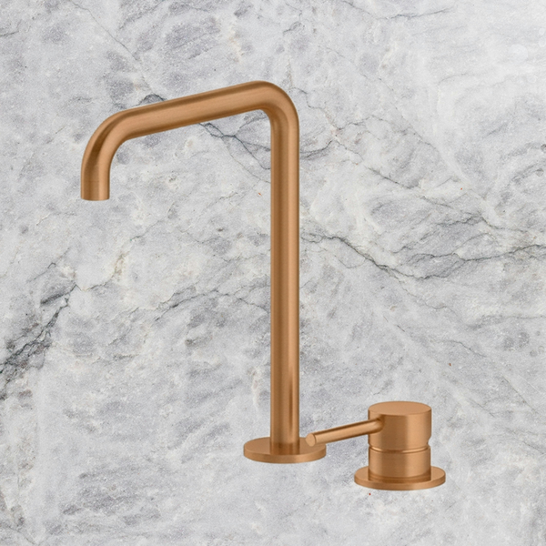 Arcisan Axus Pin Sink Mixer with 296x220mm Swivel Squareline Spout Brushed Rose Gold