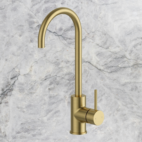 Arcisan Axus Pin Gooseneck Basin Mixer Brushed Brass