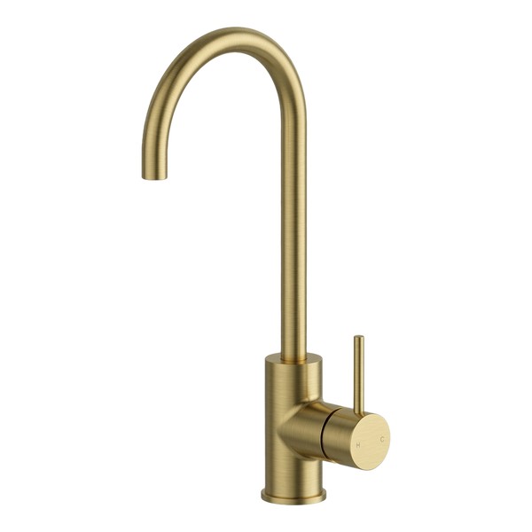 Arcisan Axus Pin Gooseneck Basin Mixer Brushed Brass