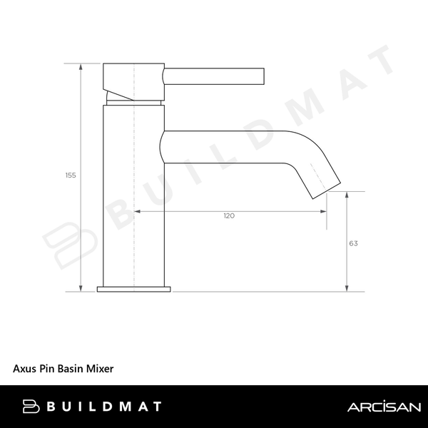 Arcisan Axus Pin Basin Mixer Matte Black