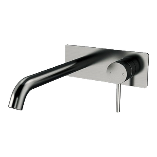 Arcisan Axus Pin Wall Mount Basin/Bath Mixer 220mm Spout with Plate (Trim Kit Only) Brushed Gunmetal