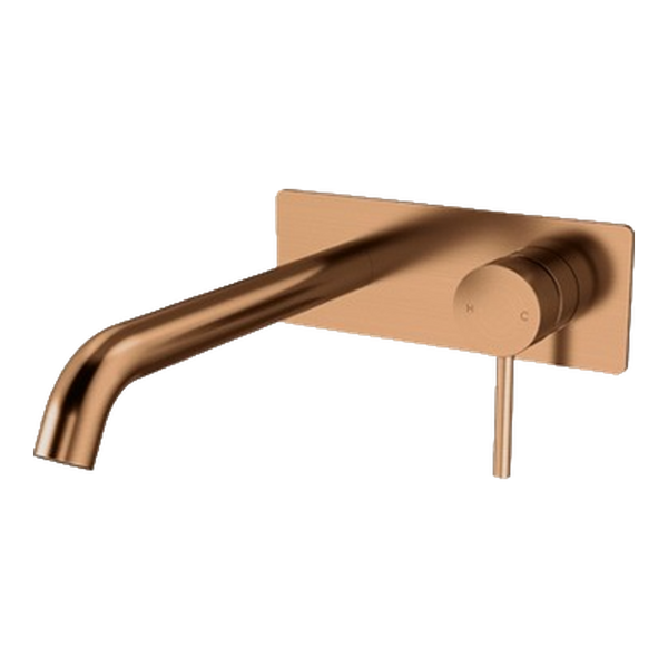 Arcisan Axus Pin Wall Mount Basin/Bath Mixer 220mm Spout with Plate (Complete Kit) Brushed Rose Gold