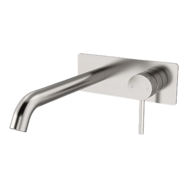 Arcisan Axus Pin Wall Mount Basin/Bath Mixer 220mm Spout with Plate (Trim Kit Only) Brushed Nickel
