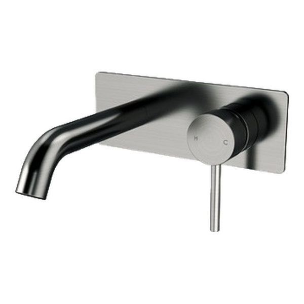 Arcisan Axus Pin Wall Mount Basin/Bath Mixer 150mm Spout with Plate (Trim Kit Only) Brushed Gunmetal