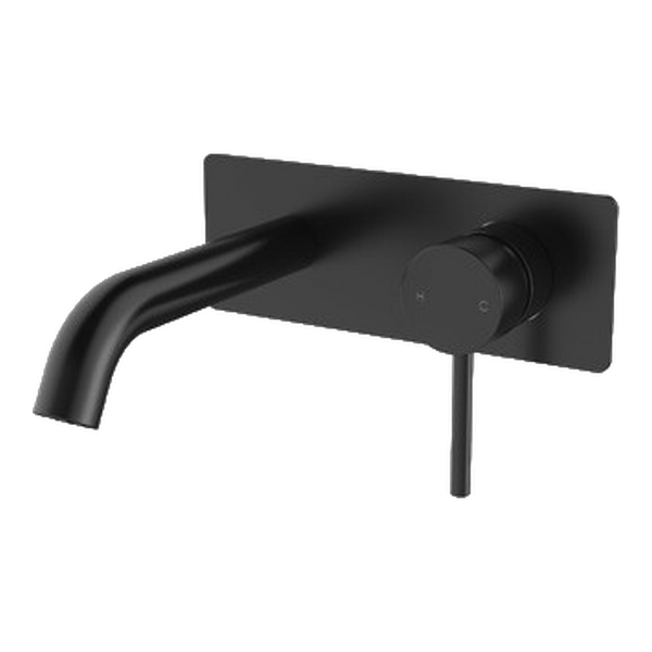 Arcisan Axus Pin Wall Mount Basin/Bath Mixer 150mm Spout with Plate (Trim Kit Only) Matte Black