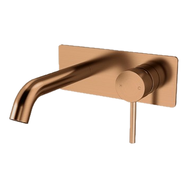Arcisan Axus Pin Wall Mount Basin/Bath Mixer 150mm Spout with Plate (Complete Kit) Brushed Rose Gold