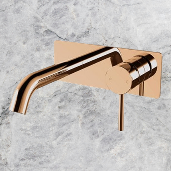 Arcisan Axus Pin Wall Mount Basin/Bath Mixer 150mm Spout with Plate (Trim Kit Only) Rose Gold