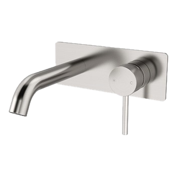 Arcisan Axus Pin Wall Mount Basin/Bath Mixer 150mm Spout with Plate (Trim Kit Only) Brushed Nickel