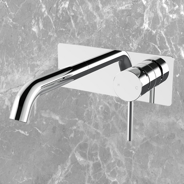 Arcisan Axus Pin Wall Mount Basin/Bath Mixer 150mm Spout with Plate (Complete Kit) Chrome