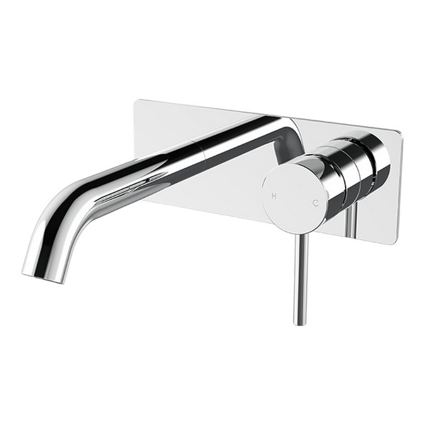 Arcisan Axus Pin Wall Mount Basin/Bath Mixer 150mm Spout with Plate (Complete Kit) Chrome