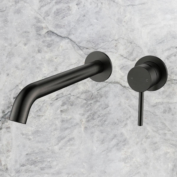 Arcisan Axus Pin Wall Mount Basin/Bath Mixer 220mm Spout (Complete Kit) Brushed Iron