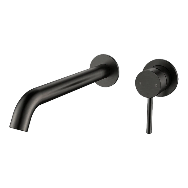 Arcisan Axus Pin Wall Mount Basin/Bath Mixer 220mm Spout (Complete Kit) Brushed Iron